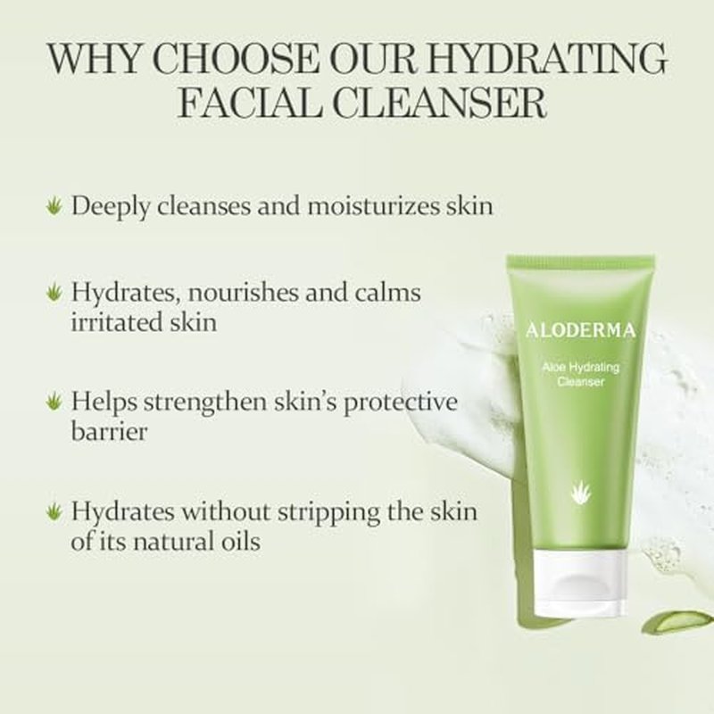 Aloderma Signature Aloe Hydrating Set - 5 Pieces - Aloe Vera Gel, Cleanser, Toner, Serum, Cream