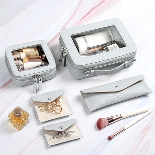 EcoVision Clear Makeup Bag, Travel Cosmetic Accessory Bag, Toiletry Organizer Bags for Women, Portable Waterproof Zipper Cosmetic Bag with Transparent Window
