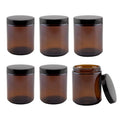 Amber Brown Glass Cosmetic Jars Pack of 6 9oz - Airtight Body Butter & Cream Storage
