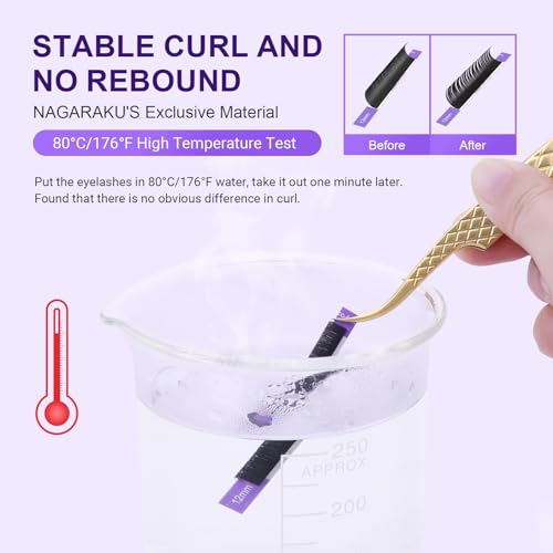 NAGARAKU Eyelash Extensions 0.03mm D Curl 7-15mm Mixed Length Individual Lashes Extensions Classic Matte Black 54 Rows Large Tray Soft Natural Professional Beauty Salon Lash Supplies