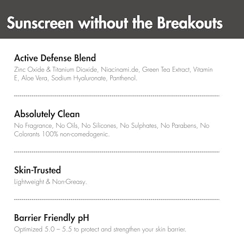Acne Commander Mineral SPF 50 Face Sunscreen - Non-Comedogenic, Fragrance-Free, Broad Spectrum, Lightweight, 52g