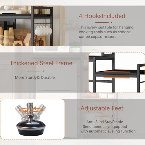 6-Tier Mini Fridge Stand with Storage and Hooks, Kitchen & Dorm Organizer