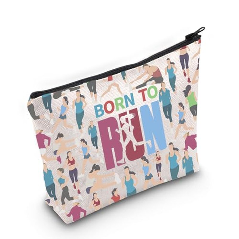 LEVLO Running Girls Cosmetic Make Up Bag Runner Gifts Idea Born To Run Makeup Zipper Pouch Bag For Women Girls (To Run Bag)