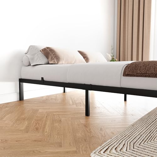 Queen Bed Frame with Under-Bed Storage - 10 Inch, Black, Sturdy & Modern