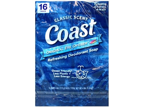 Coast Deodorant Soap Bars Pacific Force Scent - 16 Count Pack of 2, Refreshing Fragrance