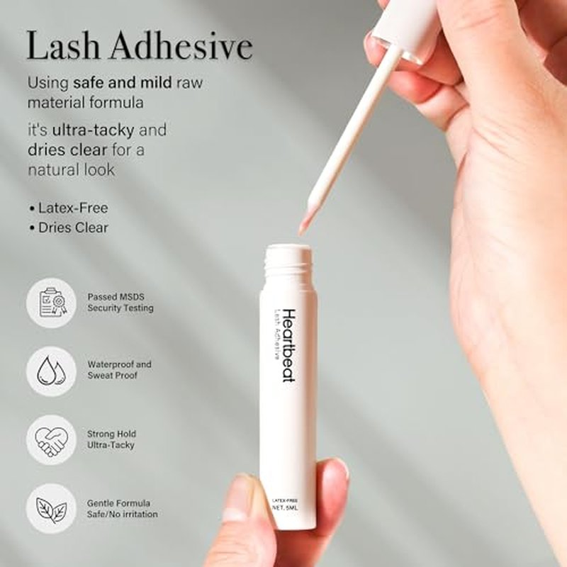 False Eyelash Glue Kit Waterproof No Irritation Latex Free Clear Eyelash Adhesive,Portable Eyelash Curler,Eyelash Tweezers,Professional Strip Fake Lashes Tool Kit (White-Kit)