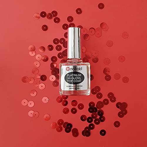 Nail-Aid Platinum Hi-Gloss Top Coat, Long Wear, Scratch Resistant Nail Color, Clear, 0.55 Fl Oz, 1 Pack