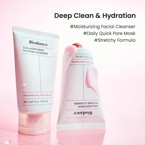 BIODANCE Collagen Cleansing Duo: 2-in-1 Pore Mask to Foam Cleanser & Gentle Cleansing Oil Set, Facial Wash and Makeup Remover for Sensitive Skin, Korean Skin Care, Skin Care Set