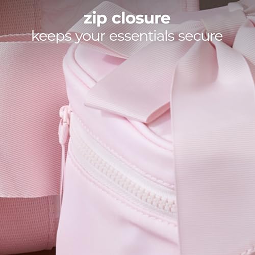 Pink Makeup Bag with Zipper & Bow - Travel Cosmetic Organizer