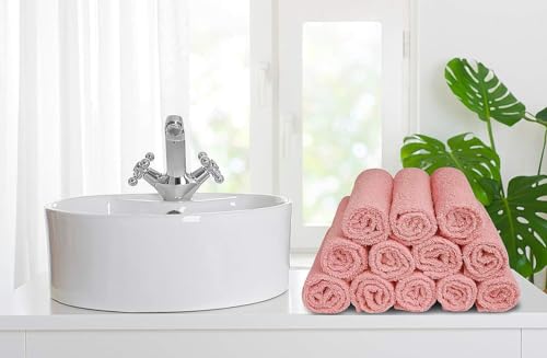 Pink Cotton Washcloths 60 Pack - Soft, Highly Absorbent Face Towels