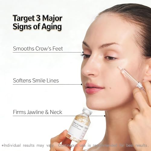 Silk Peptide Lifting Ampoule Set - Collagen Anti Aging Serum with Applicator - Hydrating Essence for Fine Lines & Wrinkles - Topical Use Only (2 Pack70ml)