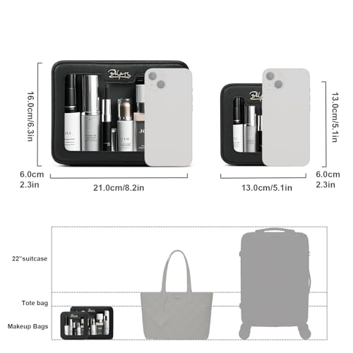 BOYATU Clear Makeup Bag Cosmetic Case: Small Make up Bags for Purse - TSA approved Toiletry Bag for Women - Waterproof Travel Pouch with Zipper - Cute Makeup Organizer Skincare Bag for Car (Black)