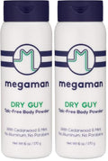 Megababe Dry Guy Body Powder - Talc-Free Sweat Absorbing 6 oz Pack of 2