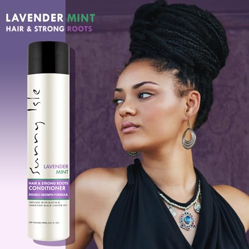 Sunny Isle Lavender Mint Hair and Strong Roots Conditioner 10.1oz | Strengthening with Biotin, Jamaican Black Castor Oil | Paraben & Sulfate Free | Double Growth Formula