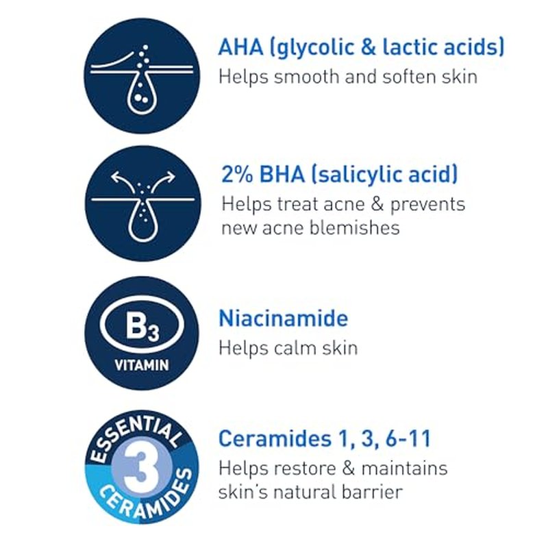 CeraVe Acne Control Gel, 2% Salicylic Acid Treatment With Glycolic Acid + Lactic Acids + Niacniamide, Acne Gel Helps Clear Blemishes Without Over Drying, Alcohol Free & Oil Free, 1.35 Fl Oz
