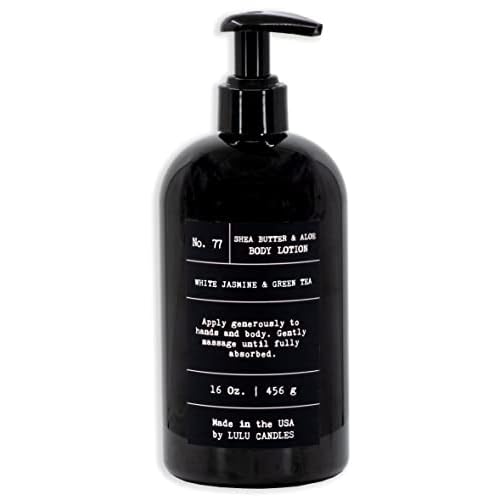 Lulu Candles | White Jasmine & Green Tea | Moisturizing Body Lotion | Soothing Shea Butter & Aloe | Gentle Lotion Nourishes Dry Skin With Moisture, No Paraben, Dye Free, Non-Greasy - 16 Fl. Oz.