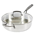 Babish 5-Qt Tri-Ply Stainless Steel Sauté Pan with Lid - Black PVD Handles, Oven & Induction Safe