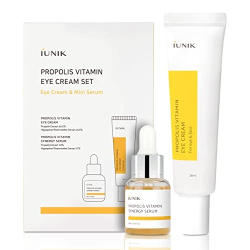 iUNIK Propolis Vitamin Eye Cream Set (Eye Cream 1.01 fl.oz. & Mini Serum 0.51 fl.oz.) - Featuring Propolis Extract, Buckthorn