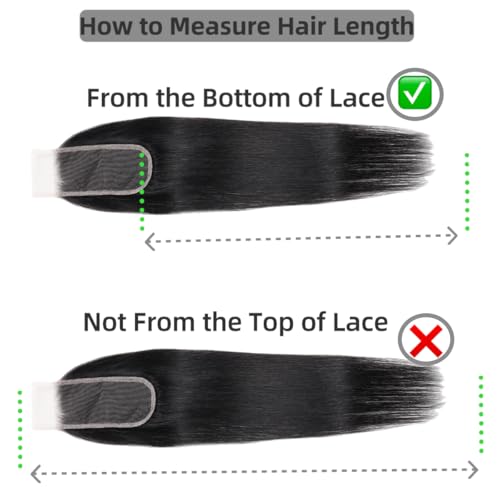 2x6 HD Lace Closure Straight Human Hair 16 Inch Natural Color - Brazilian Virgin