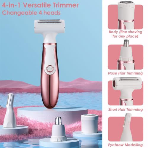 4 in 1 Electric Razors for Women, Portable Shaver for Women, Rechargeable Trimmer for Face Arm Body Legs Underarm Bikini