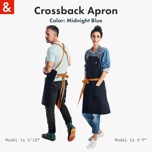 Hedley & Bennett Midnight Blue Crossback Chef Apron with Pockets & Towel Loop