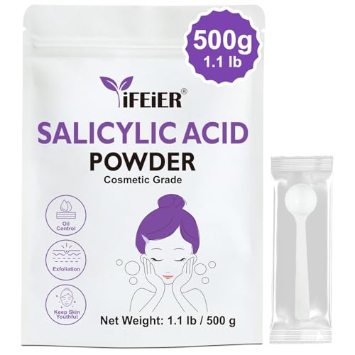 Pure Salicylic Acid Powder | Cosmetic Grade Salicylic Acid 1.1 LB (500 g) | Original Ingredients for DIY BHA Exfoliant for Skincare, Body, Hair & Industrial Use | Make Serum