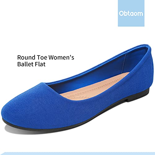 Obtaom Women's Black Ballet Flats Slip-On Dress Shoes, Round Toe, Size 9 Blue Variant