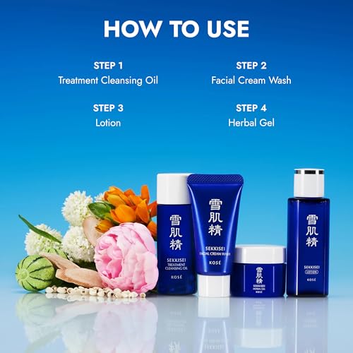 SEKKISEI Herbal Hydration 4-Step Japanese Skincare Kit for Radiant Skin