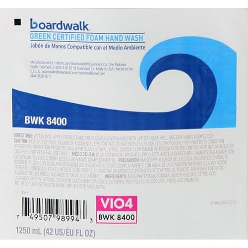 Boardwalk 8400 Green Certified Foam Soap, Fragrance Free, 1250ml Refill (Case of 4)