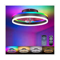 JHSYCH RGB Black 16-Inch Low Profile Ceiling Fan with Lights & Remote