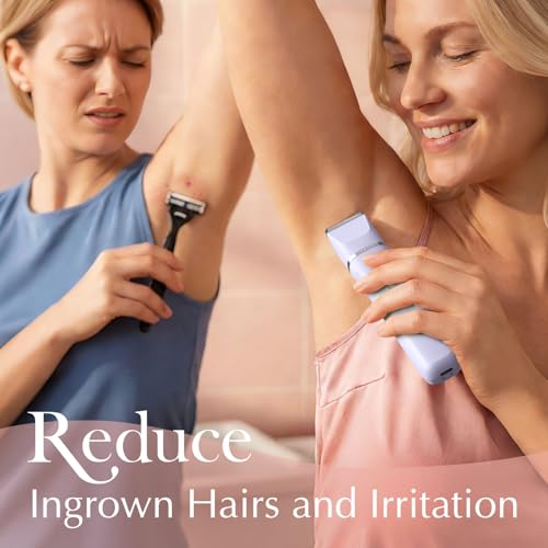 Bikini Trimmer for Women, Electric Razor for Women, 2-in-1 Wet/Dry Dual Head Shaver, IPX7 Waterproof, Cordless Rechargeable, for Bikini Line, Legs and Underarms, Gift for Women, Teen Girl Gift