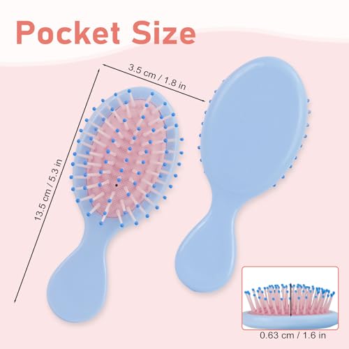 Mini Hair Brush Bulk 30-Pack with DIY Stickers, 5.3 Inch Travel Detangling Brushes