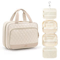 Beige Travel Toiletry Bag for Women, Hanging Cosmetic Organizer