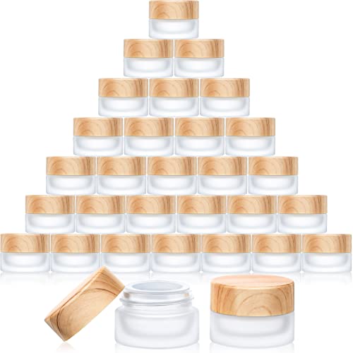 Geiserailie 30 Pcs Glass Cosmetic Jars with Leakproof Lids 30 Gram - Reusable & Durable Makeup Containers