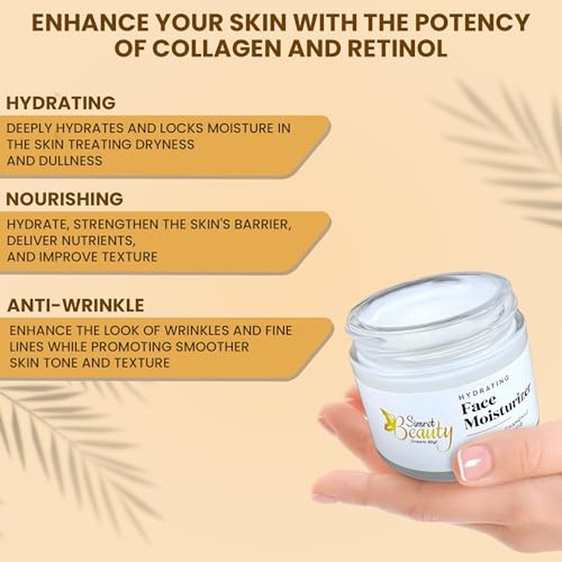 Hydrating Face Moisturizer - Daily Face Cream with Hyaluronic Acid, Vitamin E & C, Chamomile & Aloe for Oily, Acne-Prone, and Sensitive Skin - Vegan, Cruelty-Free, 2 oz