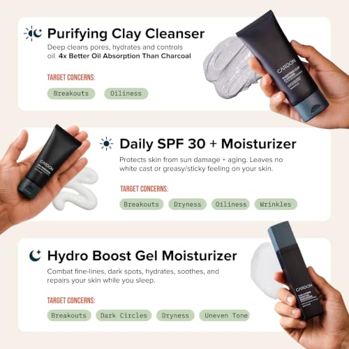 Men's Cactus Skincare Set - Water-Based Moisturizer SPF 30, Face Wash & Night Cream - Pack of 3