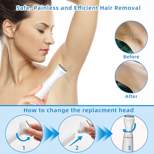 Bikini Trimmer for Women, 7 in 1 Electric Razor, Hair Trimmer for Face Nose Eyebrow Legs Arm Armpit Bikini, Waterproof, Painless Rechargeable Body Shavers Set