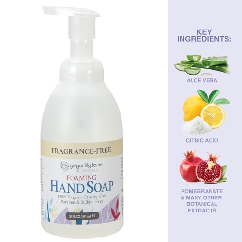 Ginger Lily Farms Botanicals All-Purpose Foaming Hand Soap Refill, Fragrance Free, 100% Vegan & Cruelty-Free, Unscented, 20 Fl Oz (Pack of 1)