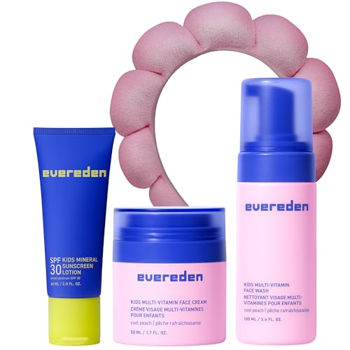 Evereden Kids Mineral Sunscreen Face Wash Cream & Headband Bundle - Peach Variation