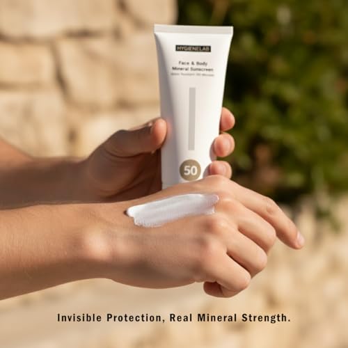 HygieneLab Mineral Sunscreen SPF 50 ? Invisible Sheer Finish, Rated Excellent on Yuka, Zinc Oxide, Broad Spectrum UVA/UVB Protection, Reef Safe, Aloe Vera & Shea Butter Hydration (Large 6 oz)