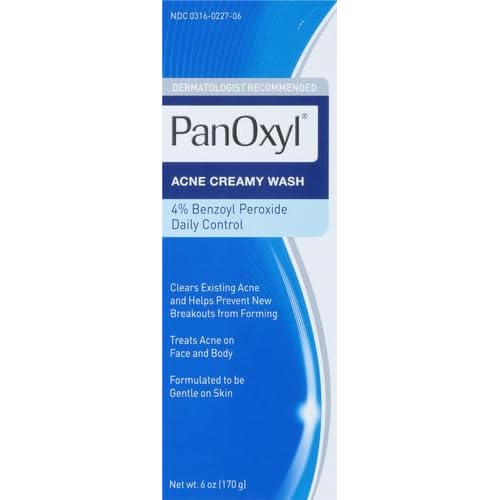 PanOxyl Antimicrobial Hydrating Acne Creamy Wash, 4% Benzoyl Peroxide, 6 Ounce (Pack of 2)