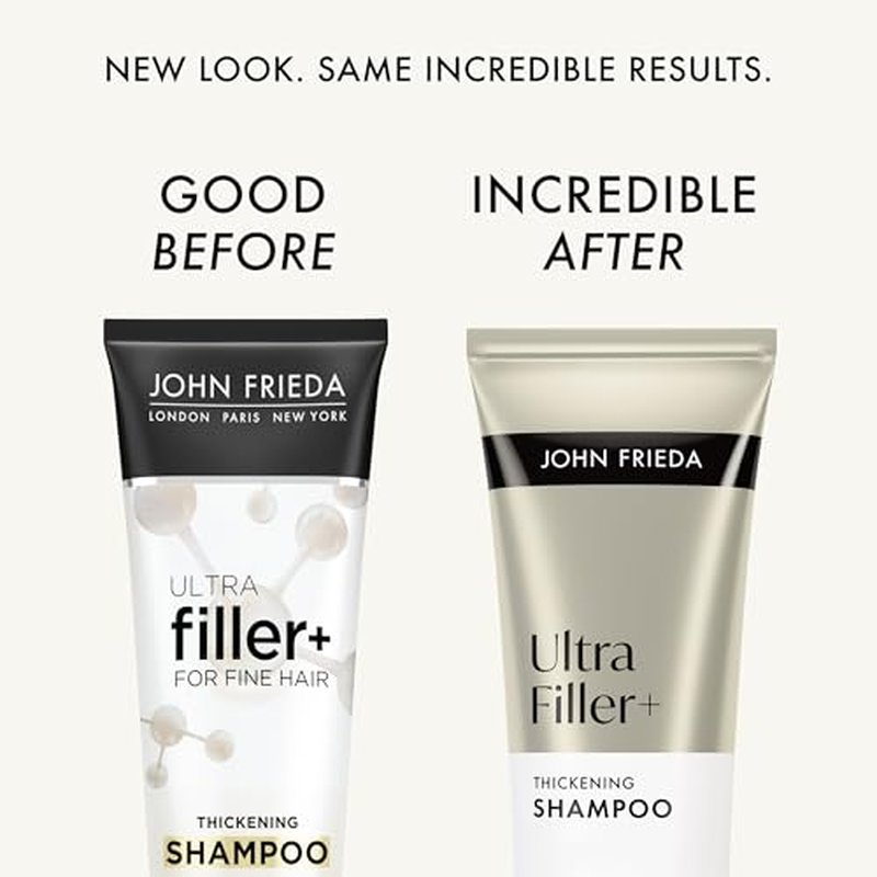 John Frieda ULTRAfiller+ Thickening Shampoo, Strengthening Shampoo for Damaged or Thin Hair, Infused with Biotin and Hyaluronic Acid to Strengthen Hair for Thicker Fuller Results, 8.3 Fl Oz