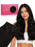 Clip in Hair Extensions Human Hair 18 Inch 120g Natural Black - 7pcs, Seamless & Tangle-Free