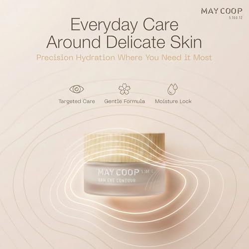 MAY COOP Raw Eye Contour | Korean Eye Cream with Sugar Maple Extract & Peptides, Hydrating Cream Contour for Daily Care, Lightweight Formula for Sensitive Skin, 0.67 fl oz