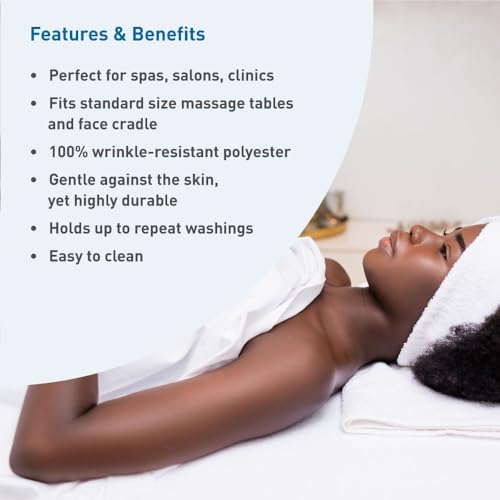 BodyMed Microfiber 120-GSM Massage Sheets, 3-Piece Set - Lightweight and Wrinkle Resistant for Massaging, Spas, Salons, and Clinics, White