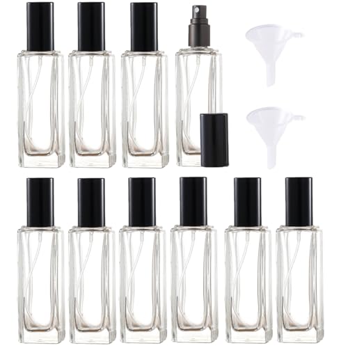 Mini Perfume Atomizer 20ml Refillable Glass Perfume Bottles Empty Spray Bottles for Travel Fine Mist Sprayer for Toiletries Sample Dispenser -10 Pcs Black