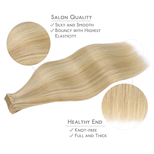 Light Blonde Highlighted Golden Blonde Remy Tape-in Hair Extensions 20pcs 14 Inch