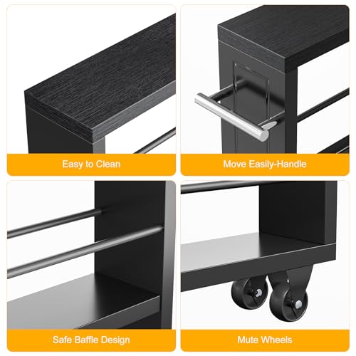 4-Tier Rolling Storage Cart - Slim Utility Trolley for Kitchen Bathroom Laundry