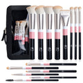 14-Piece Makeup Brush Set with Travel Bag - Face, Eye & Concealer Tools