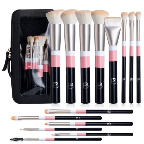 14-Piece Makeup Brush Set with Travel Bag - Face, Eye & Concealer Tools